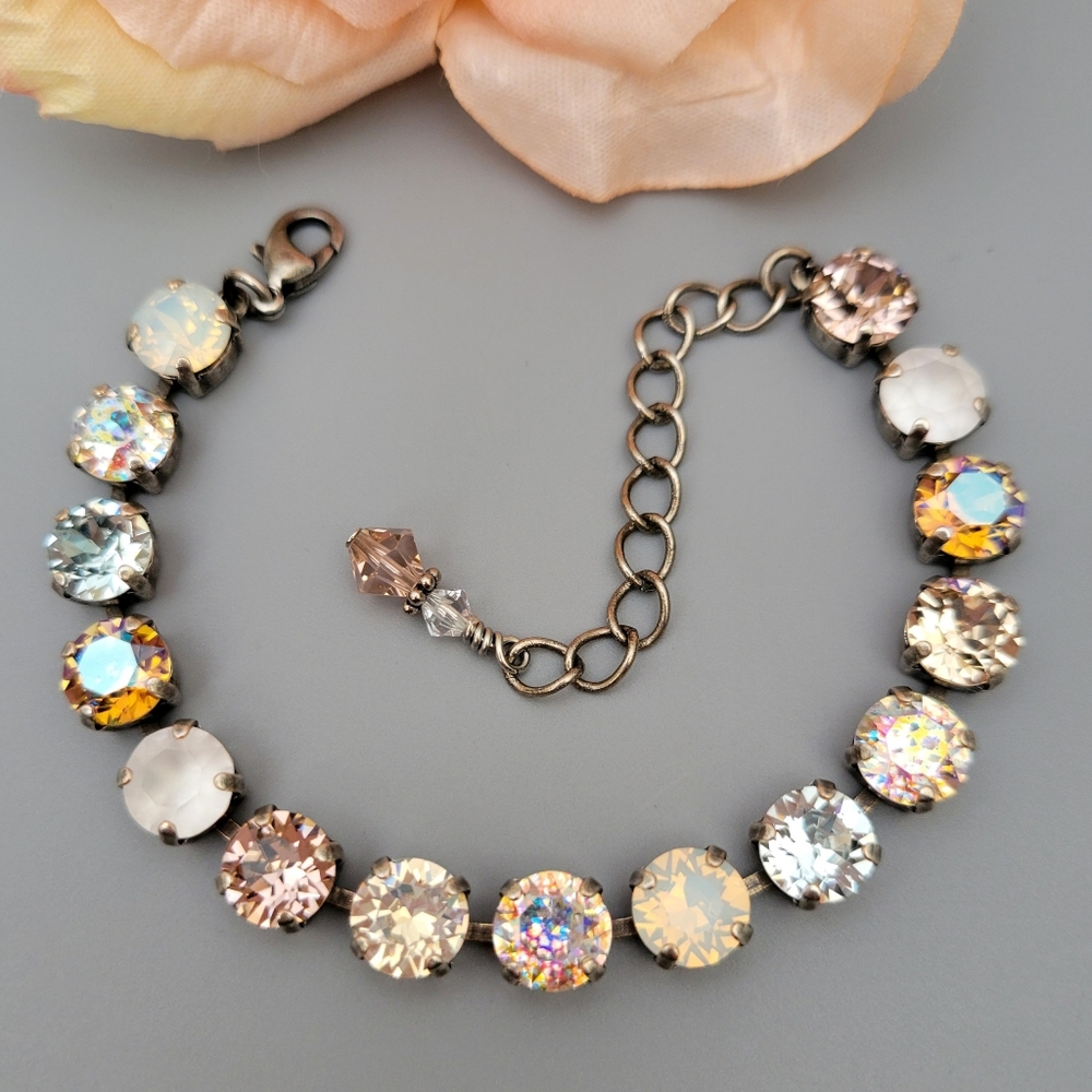 Austrian Crystal Bracelet in Antique Silver